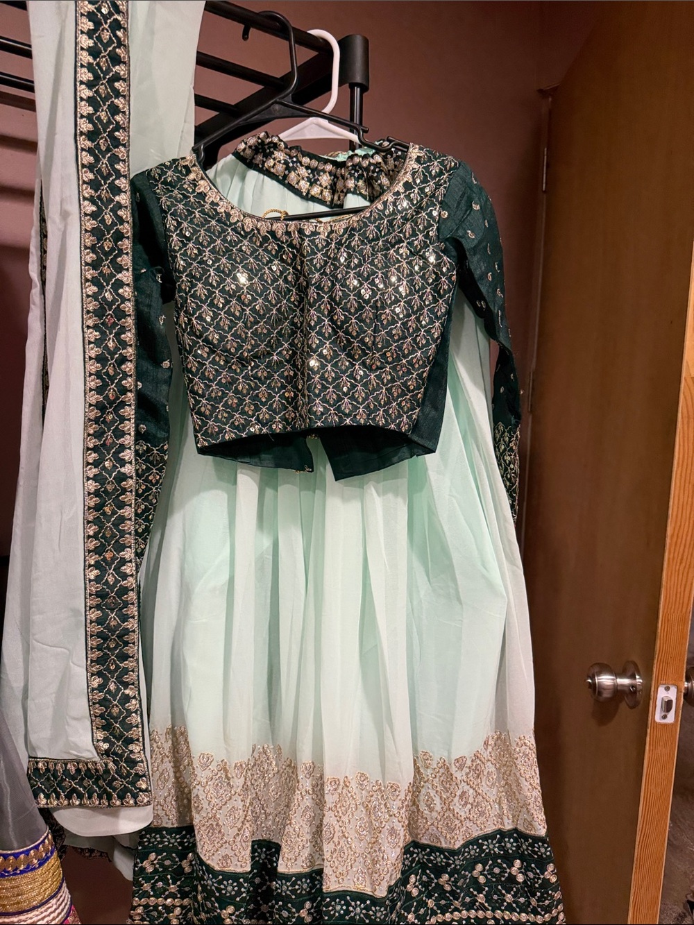 Dark green lengha set